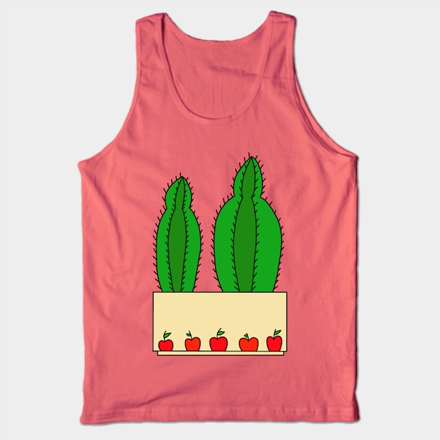 Cute Cactus Design #61: 2 Cacti In An Apple Pot Tank Top by DreamCactus